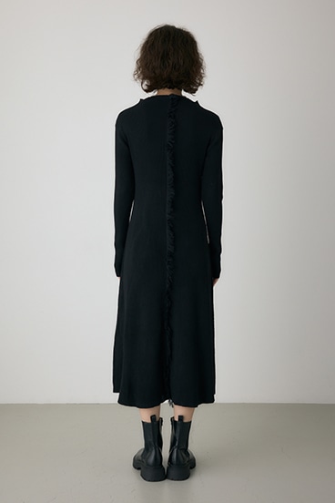 【crie conforto】フリンジリブニットワンピース 詳細画像