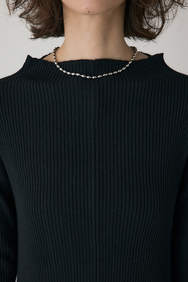 【crie conforto】フリンジリブニットワンピース 詳細画像