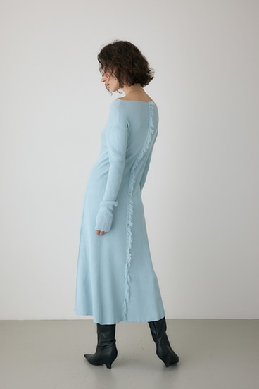 【crie conforto】フリンジリブニットワンピース