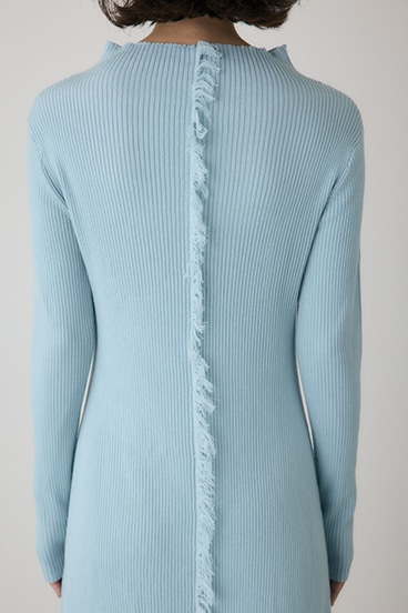 【crie conforto】フリンジリブニットワンピース 詳細画像