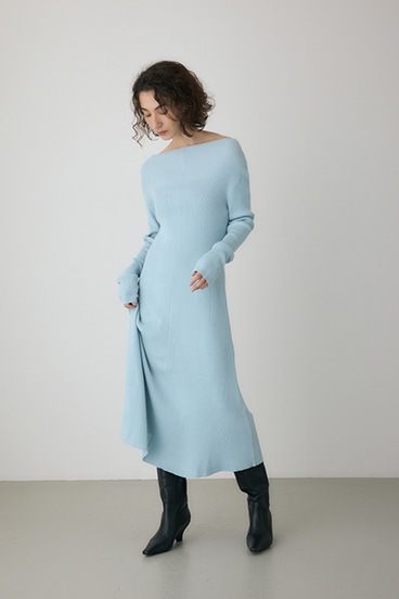 【crie conforto】フリンジリブニットワンピース