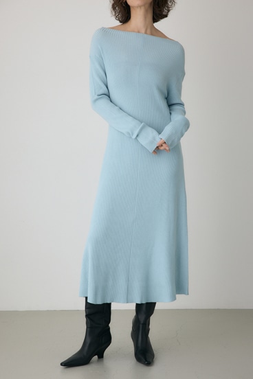 【crie conforto】フリンジリブニットワンピース 詳細画像