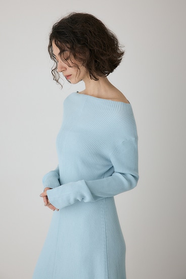 【crie conforto】フリンジリブニットワンピース 詳細画像