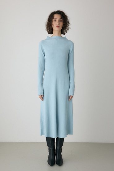 【crie conforto】フリンジリブニットワンピース 詳細画像