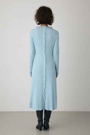 【crie conforto】フリンジリブニットワンピース 詳細画像