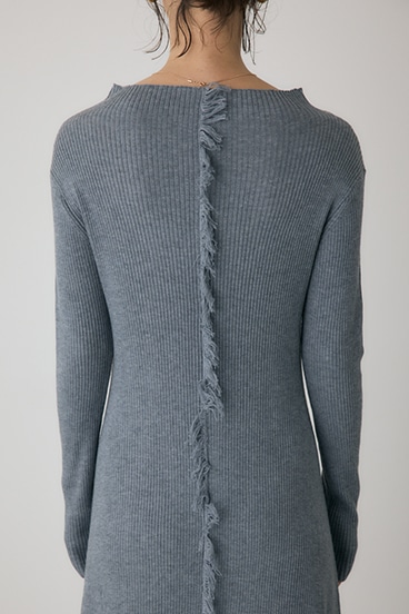 【crie conforto】フリンジリブニットワンピース 詳細画像