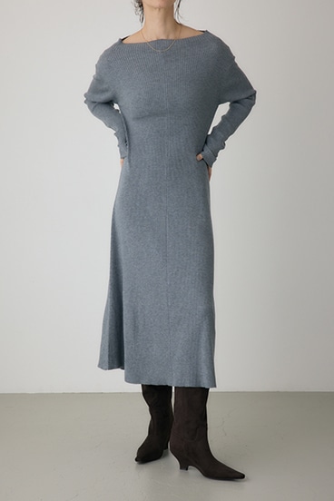 【crie conforto】フリンジリブニットワンピース