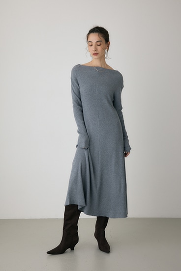 【crie conforto】フリンジリブニットワンピース 詳細画像