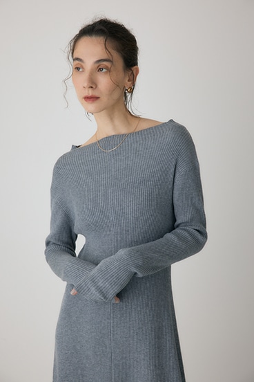 【crie conforto】フリンジリブニットワンピース 詳細画像