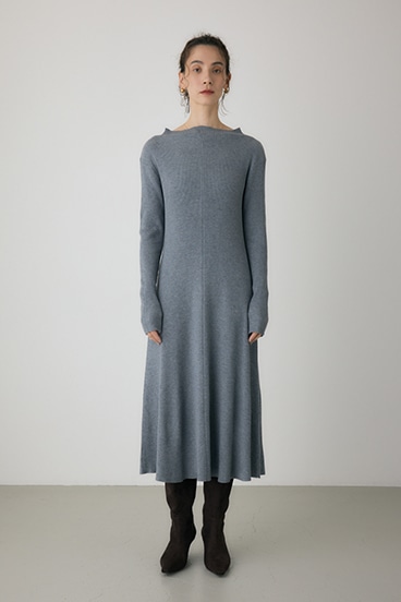 【crie conforto】フリンジリブニットワンピース 詳細画像