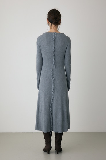 【crie conforto】フリンジリブニットワンピース 詳細画像