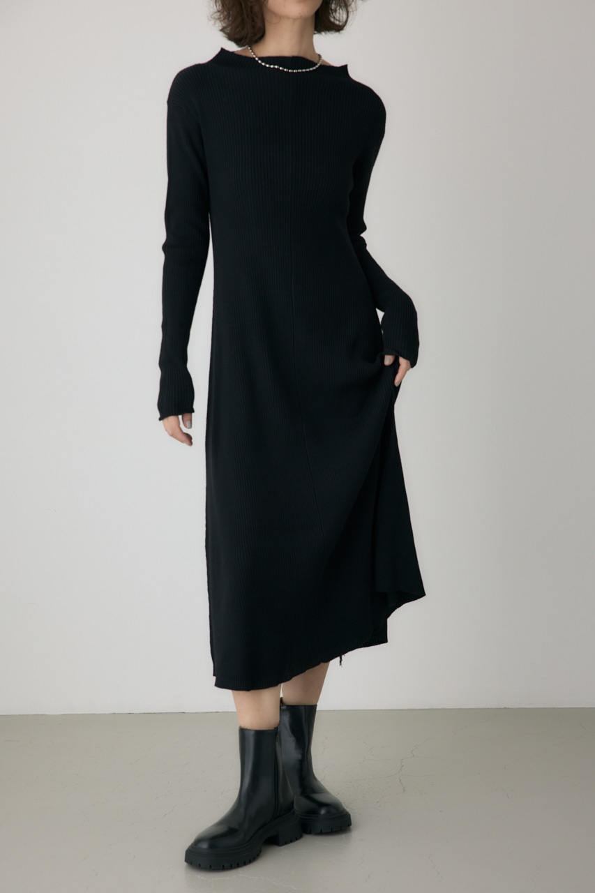 【crie conforto】フリンジリブニットワンピース