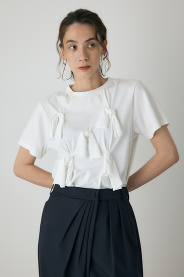 【crie conforto】ノットリボンTシャツ 詳細画像