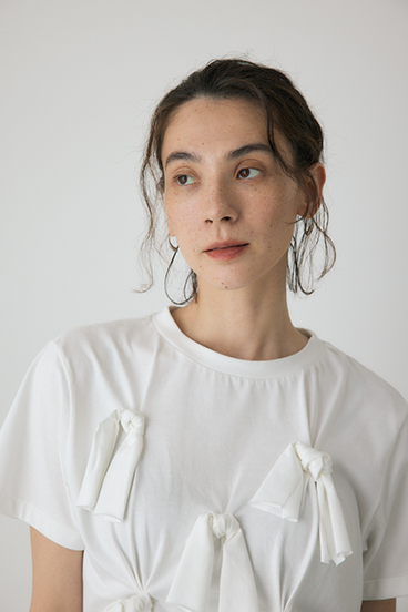 【crie conforto】ノットリボンTシャツ 詳細画像