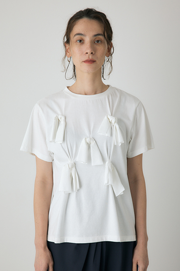 【crie conforto】ノットリボンTシャツ 詳細画像