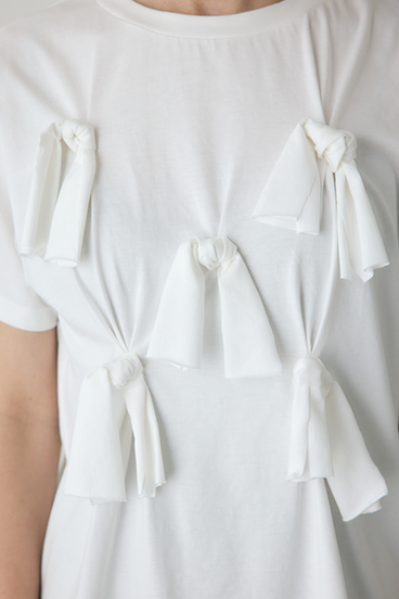 【crie conforto】ノットリボンTシャツ 詳細画像