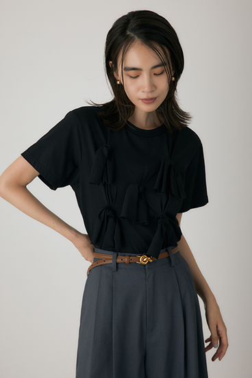 【crie conforto】ノットリボンTシャツ 詳細画像