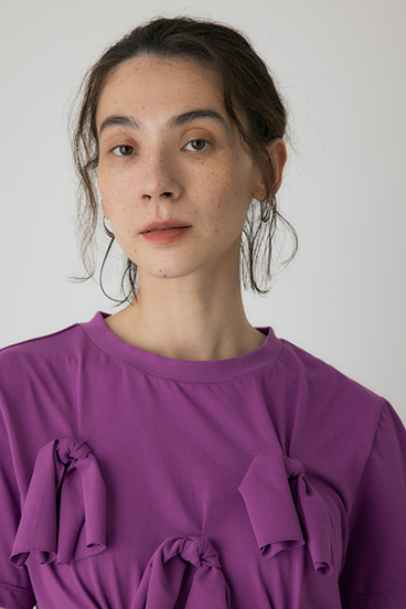 【crie conforto】ノットリボンTシャツ 詳細画像