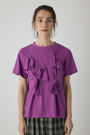 【crie conforto】ノットリボンTシャツ 詳細画像