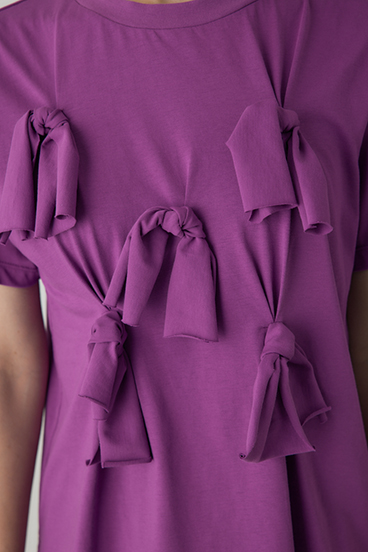 【crie conforto】ノットリボンTシャツ 詳細画像