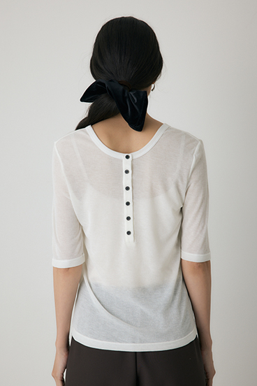 【crie conforto】バックオープンヘンリーネックTシャツ 詳細画像