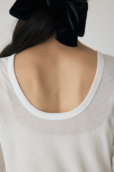 【crie conforto】バックオープンヘンリーネックTシャツ 詳細画像