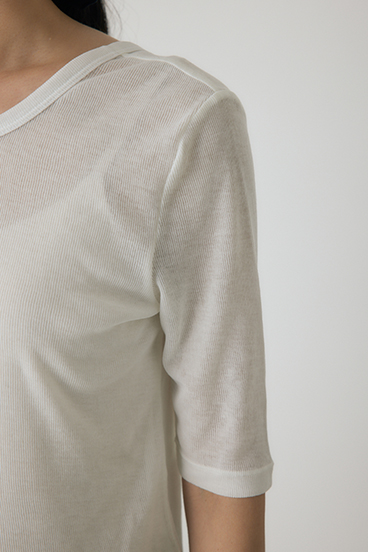 【crie conforto】バックオープンヘンリーネックTシャツ 詳細画像