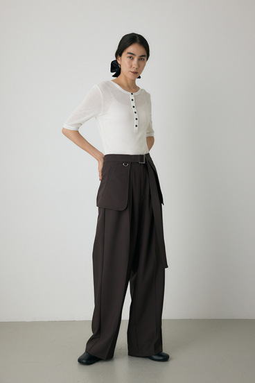 【crie conforto】バックオープンヘンリーネックTシャツ 詳細画像