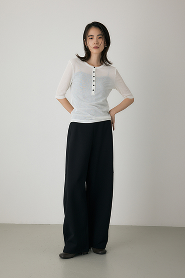 【crie conforto】バックオープンヘンリーネックTシャツ 詳細画像