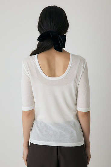 【crie conforto】バックオープンヘンリーネックTシャツ 詳細画像