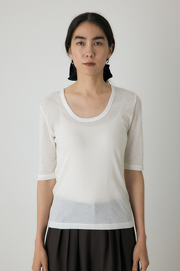 【crie conforto】バックオープンヘンリーネックTシャツ 詳細画像