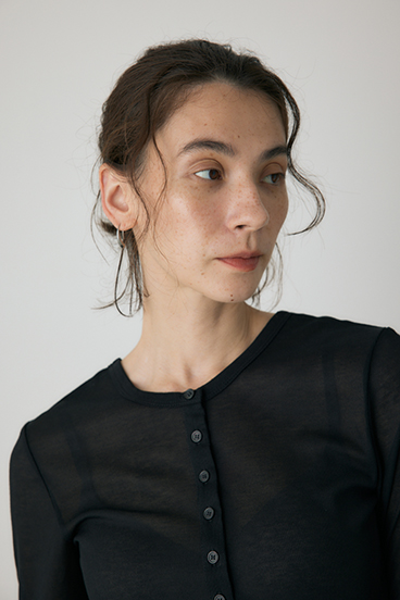 【crie conforto】バックオープンヘンリーネックTシャツ 詳細画像