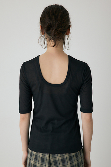 【crie conforto】バックオープンヘンリーネックTシャツ 詳細画像