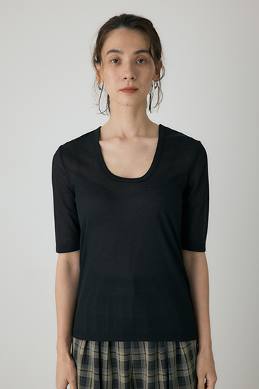 【crie conforto】バックオープンヘンリーネックTシャツ 詳細画像