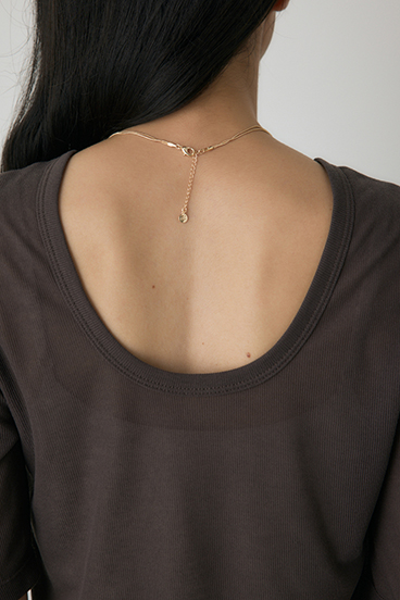 【crie conforto】バックオープンヘンリーネックTシャツ 詳細画像