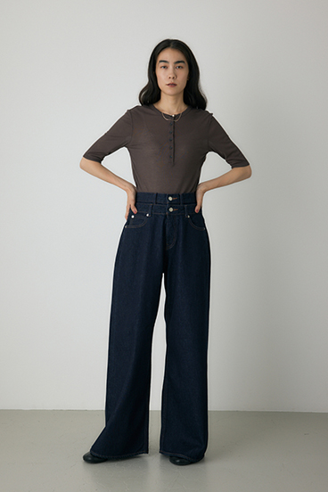 【crie conforto】バックオープンヘンリーネックTシャツ 詳細画像