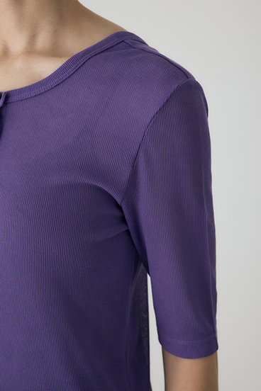 【crie conforto】バックオープンヘンリーネックTシャツ 詳細画像