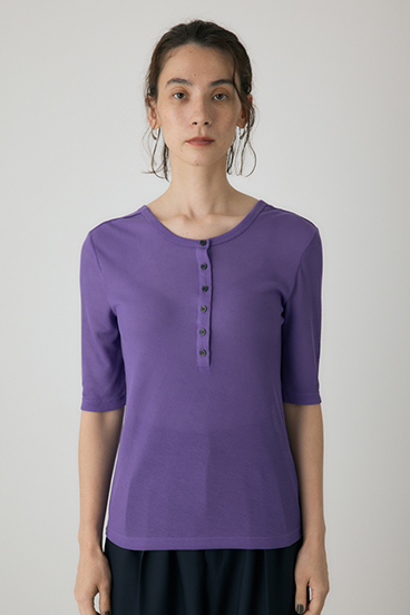 【crie conforto】バックオープンヘンリーネックTシャツ 詳細画像