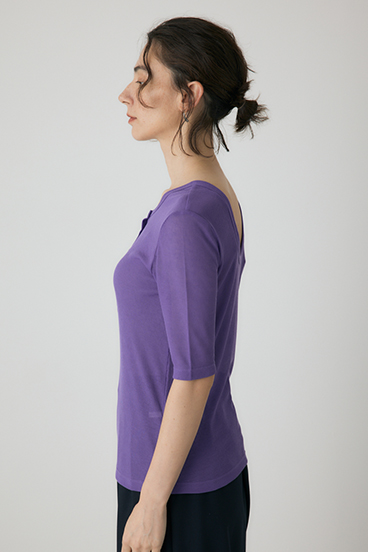 【crie conforto】バックオープンヘンリーネックTシャツ 詳細画像