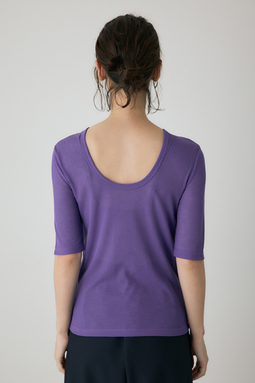 【crie conforto】バックオープンヘンリーネックTシャツ 詳細画像