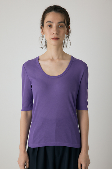 【crie conforto】バックオープンヘンリーネックTシャツ 詳細画像