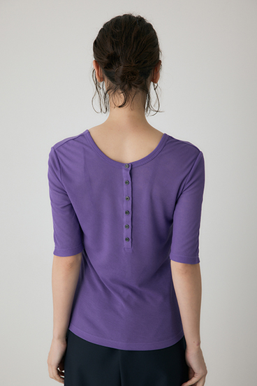 【crie conforto】バックオープンヘンリーネックTシャツ 詳細画像