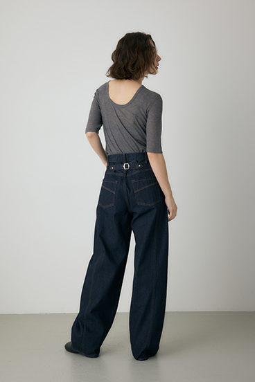 【crie conforto】バックオープンヘンリーネックTシャツ 詳細画像