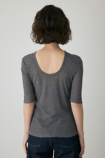 【crie conforto】バックオープンヘンリーネックTシャツ 詳細画像