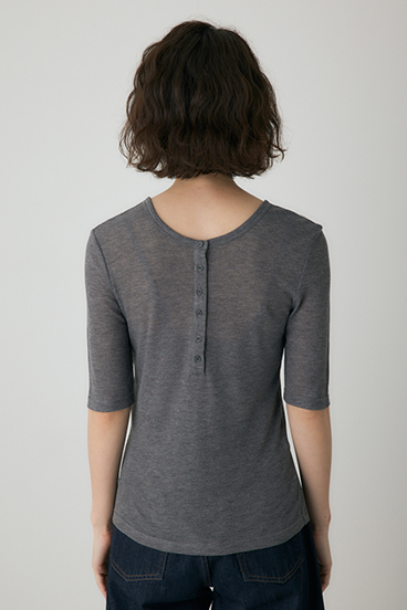 【crie conforto】バックオープンヘンリーネックTシャツ 詳細画像