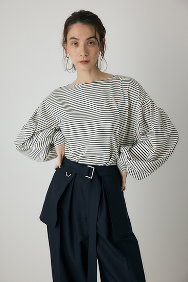 【crie conforto】ボーダーボリュームスリーブプルオーバー 