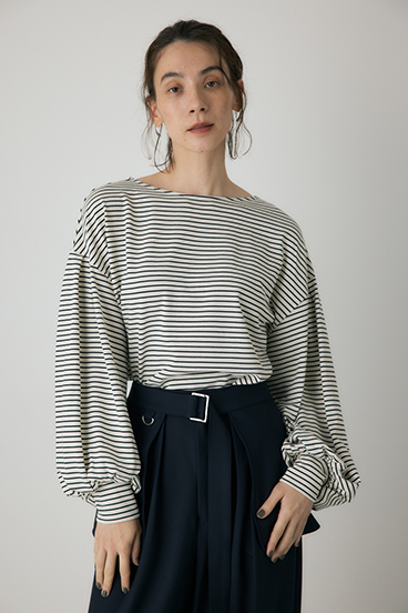 【crie conforto】ボーダーボリュームスリーブプルオーバー  詳細画像