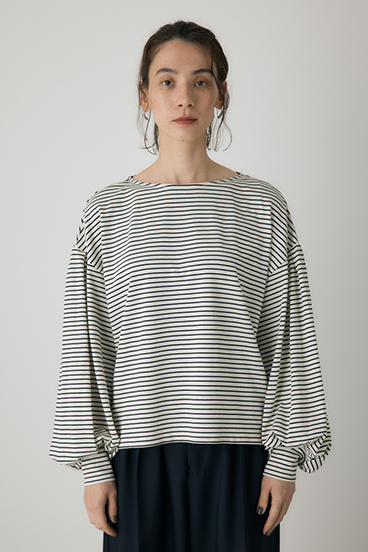 【crie conforto】ボーダーボリュームスリーブプルオーバー  詳細画像