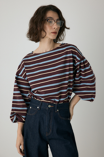 【crie conforto】ボーダーボリュームスリーブプルオーバー 