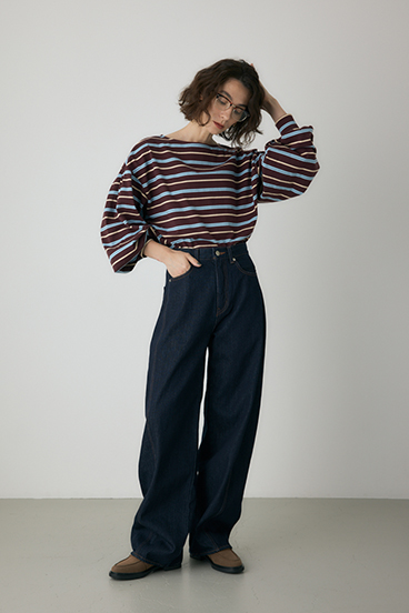 【crie conforto】ボーダーボリュームスリーブプルオーバー  詳細画像